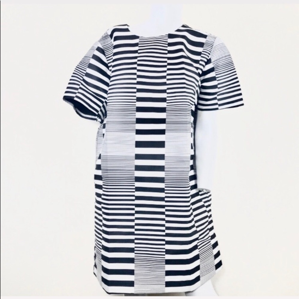 Hunter Bell Black & White Block Color Midi Dress
